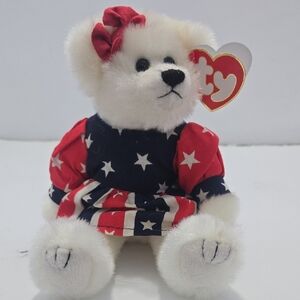Ty Plush Bear with Patriotic Dress
